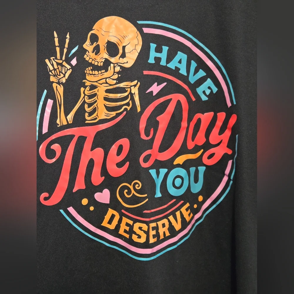 Black Graphic Tee with Skeleton Design - Picture 3 of 5